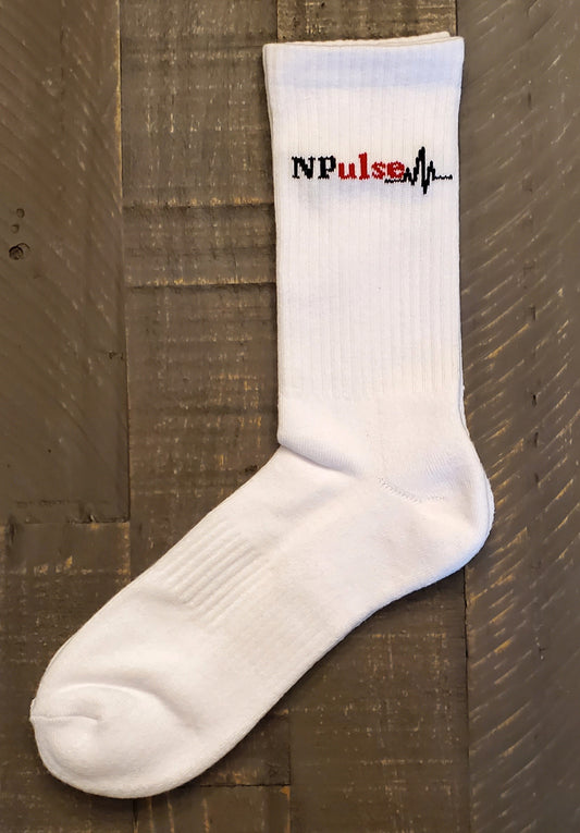 NPulse White Logo Semi Compression Sport Socks